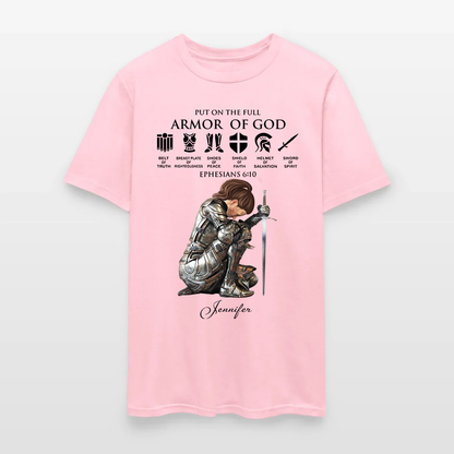 Personalized Woman Warrior of God Put on the Full Armor of God Ephesians 6:10 T-Shirt