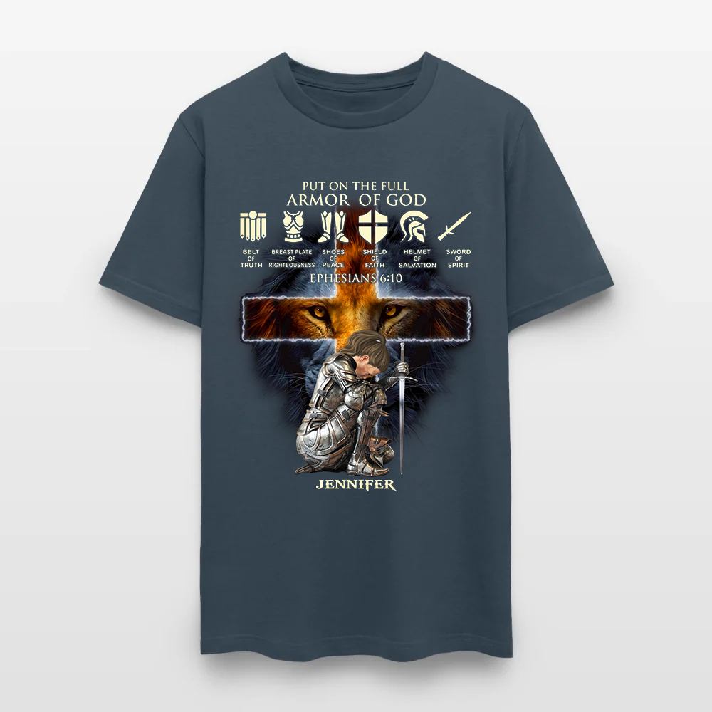 Personalized Woman Warrior of God Put On The Full Armor of God Ephesians 6:10 Christian T-Shirt
