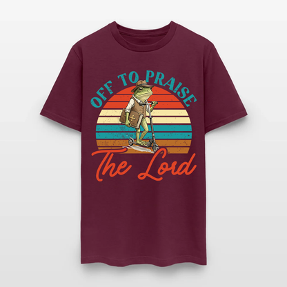 Funny Frog Off To Praise The Lord Bible Study Christian T-Shirt
