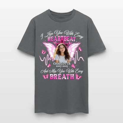 Personalized Memorial Photo I Love You With Every Heartbeat T-Shirt
