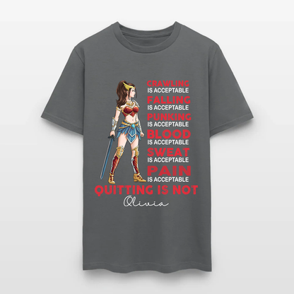 Personalized Wonder Woman Warrior Crawling is Acceptable Falling is Acceptable Quitting is Not T-Shirt