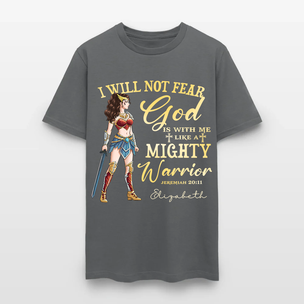 Personalized Wonder Woman Warrior of God I Will Not Fear for God Is with Me Jeremiah 20:11 T-Shirt