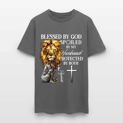 Personalized Woman Warrior of God Blessed by God Spoiled by My Husband T-Shirt