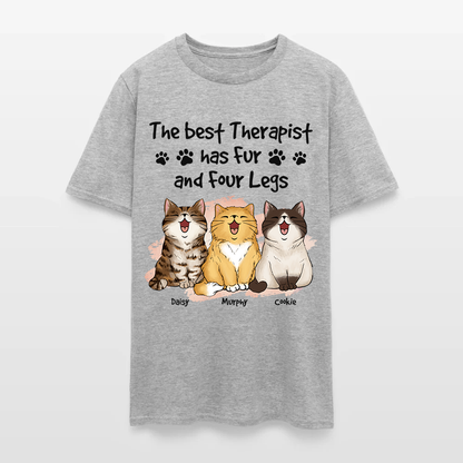 Personalized Funny Cat The Best Therapist Has Fur and Four Legs T-Shirt