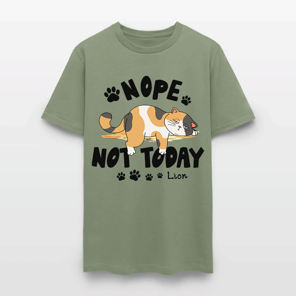 Personalized Funny Lazy Cat Nope Not Today T-Shirt