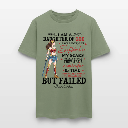 Personalized Wonder Woman Warrior of God I Am a Daughter of God I Was Born in My Scars T-Shirt