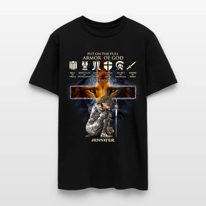 Personalized Woman Warrior of God Put On The Full Armor of God Ephesians 6:10 Christian T-Shirt