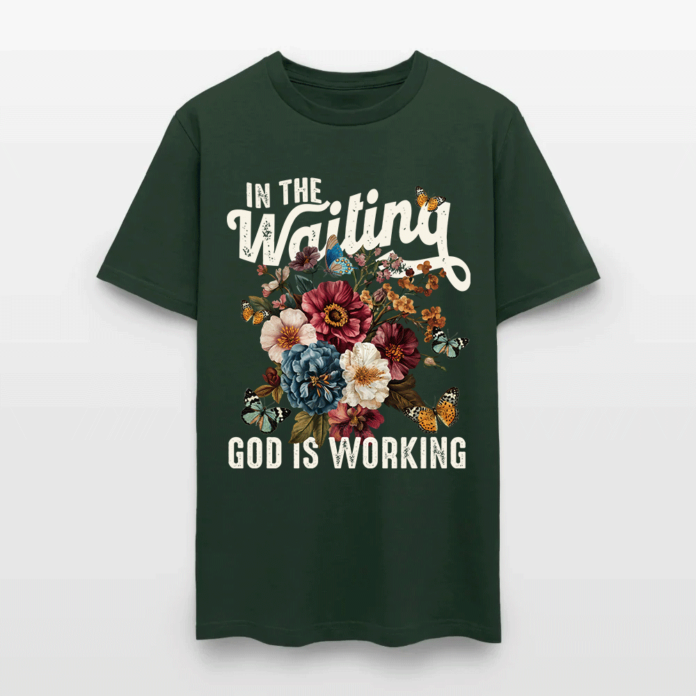 In The Waiting God Is Working Floral Faith Christian T-Shirt