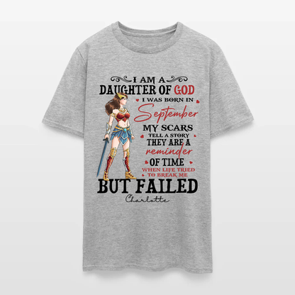 Personalized Wonder Woman Warrior of God I Am a Daughter of God I Was Born in My Scars T-Shirt