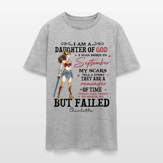 Personalized Wonder Woman Warrior of God I Am a Daughter of God I Was Born in My Scars T-Shirt