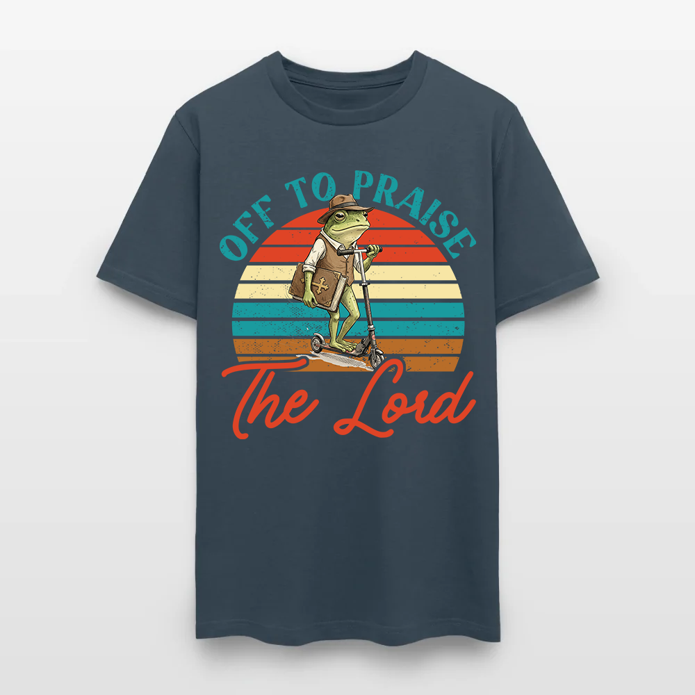 Funny Frog Off To Praise The Lord Bible Study Christian T-Shirt