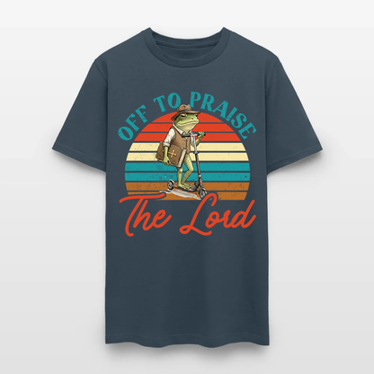 Funny Frog Off To Praise The Lord Bible Study Christian T-Shirt