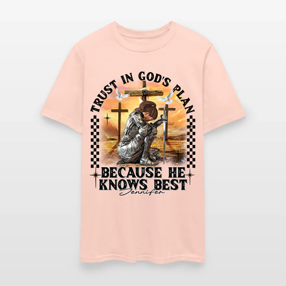 Personalized Warrior of God Trust in God’s Plan Because He Knows Best T-Shirt