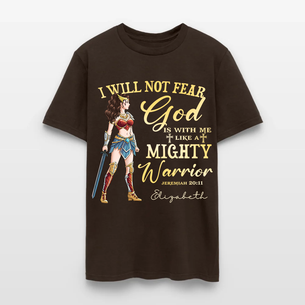 Personalized Wonder Woman Warrior of God I Will Not Fear for God Is with Me Jeremiah 20:11 T-Shirt