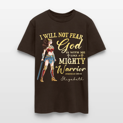 Personalized Wonder Woman Warrior of God I Will Not Fear for God Is with Me Jeremiah 20:11 T-Shirt