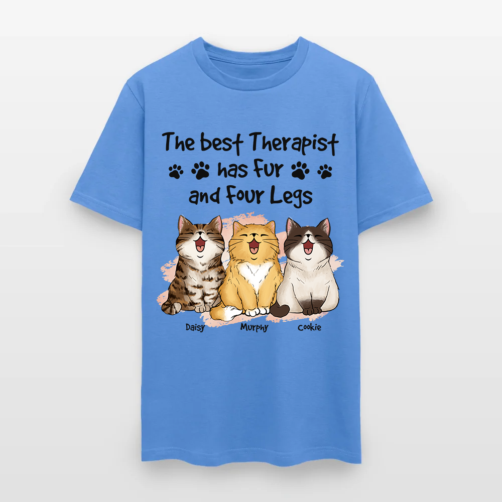 Personalized Funny Cat The Best Therapist Has Fur and Four Legs T-Shirt