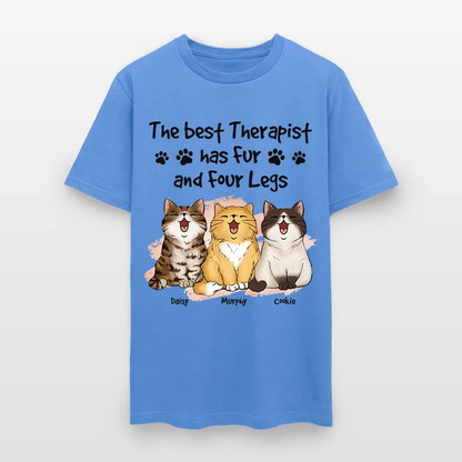 Personalized Funny Cat The Best Therapist Has Fur and Four Legs T-Shirt
