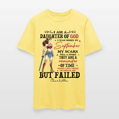 Personalized Wonder Woman Warrior of God I Am a Daughter of God I Was Born in My Scars T-Shirt