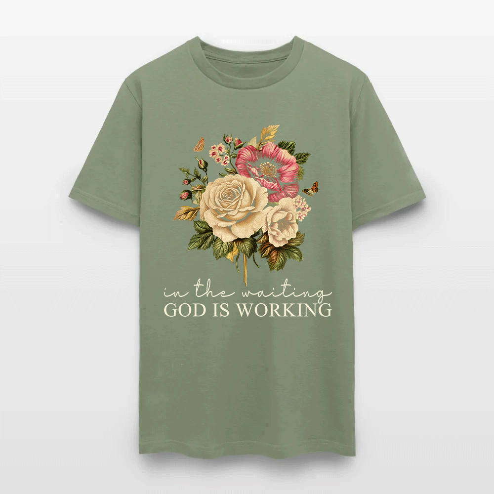 In The Waiting God Is Working Christian Floral Faith T-Shirt