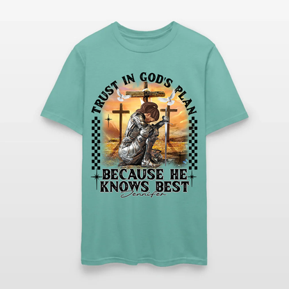Personalized Warrior of God Trust in God’s Plan Because He Knows Best T-Shirt