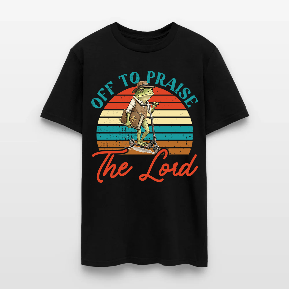 Funny Frog Off To Praise The Lord Bible Study Christian T-Shirt