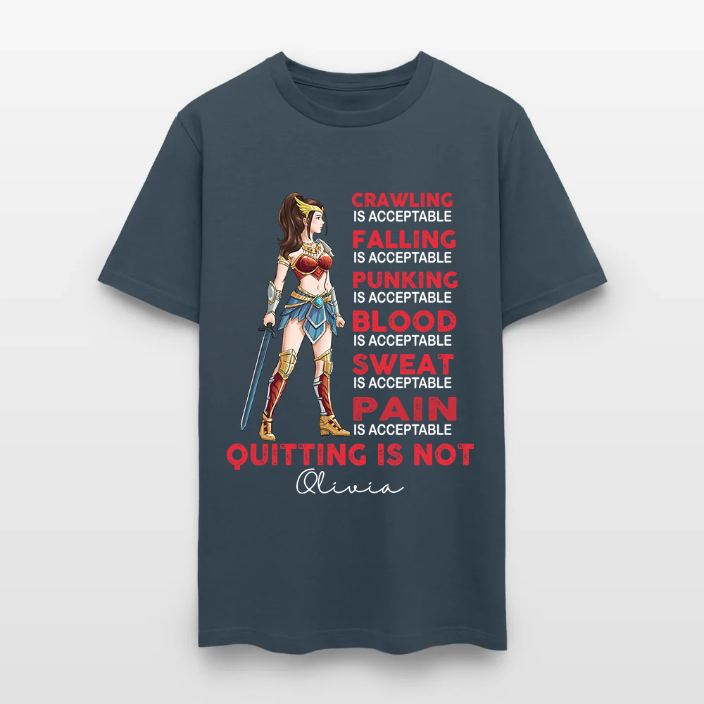 Personalized Wonder Woman Warrior Crawling is Acceptable Falling is Acceptable Quitting is Not T-Shirt