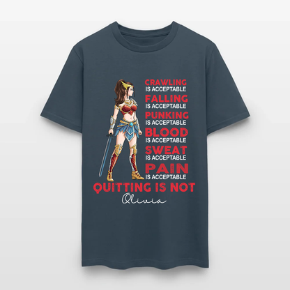 Personalized Wonder Woman Warrior Crawling is Acceptable Falling is Acceptable Quitting is Not T-Shirt