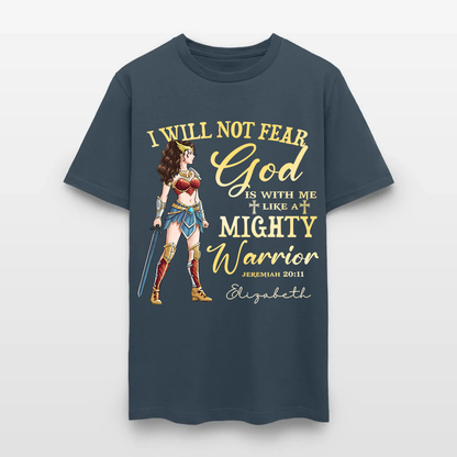 Personalized Wonder Woman Warrior of God I Will Not Fear for God Is with Me Jeremiah 20:11 T-Shirt