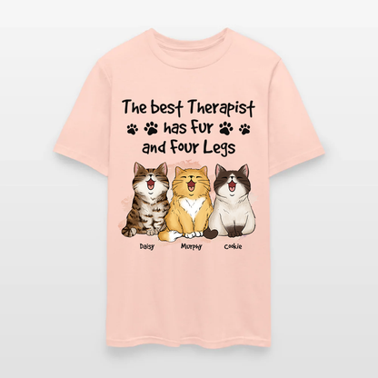 Personalized Funny Cat The Best Therapist Has Fur and Four Legs T-Shirt