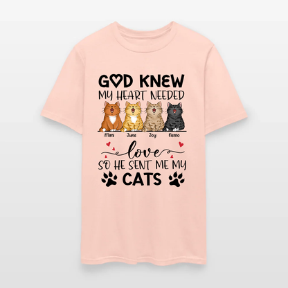 Personalized Funny Cat God Knew My Heart Needed Love So He Sent Me Cats T-Shirt