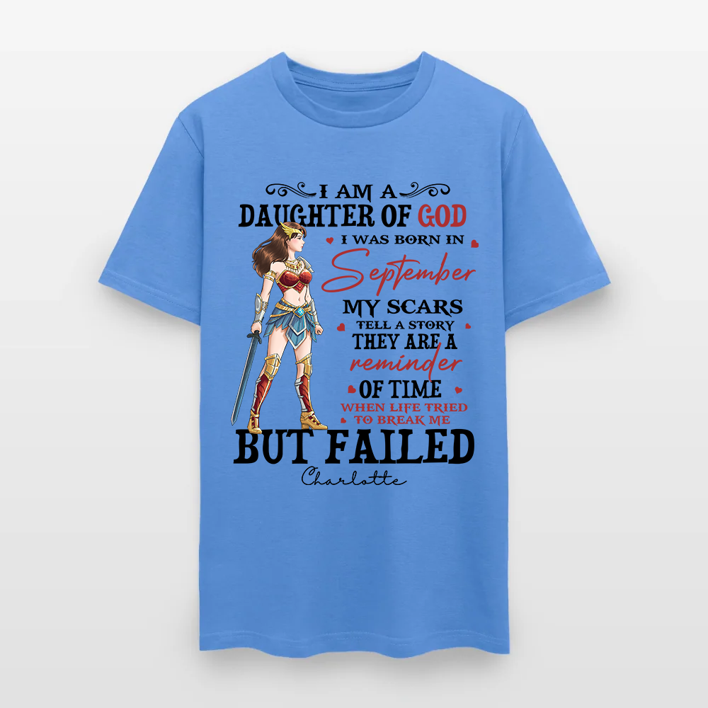 Personalized Wonder Woman Warrior of God I Am a Daughter of God I Was Born in My Scars T-Shirt