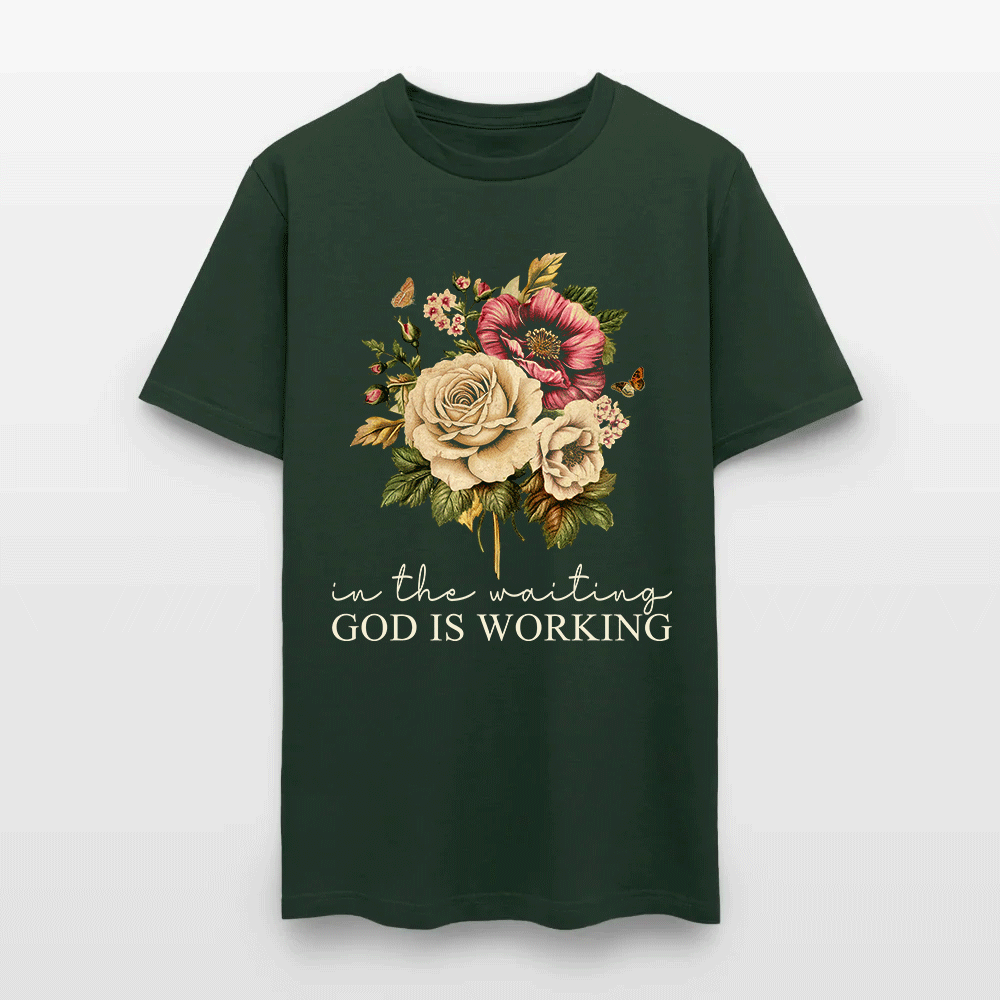In The Waiting God Is Working Christian Floral Faith T-Shirt