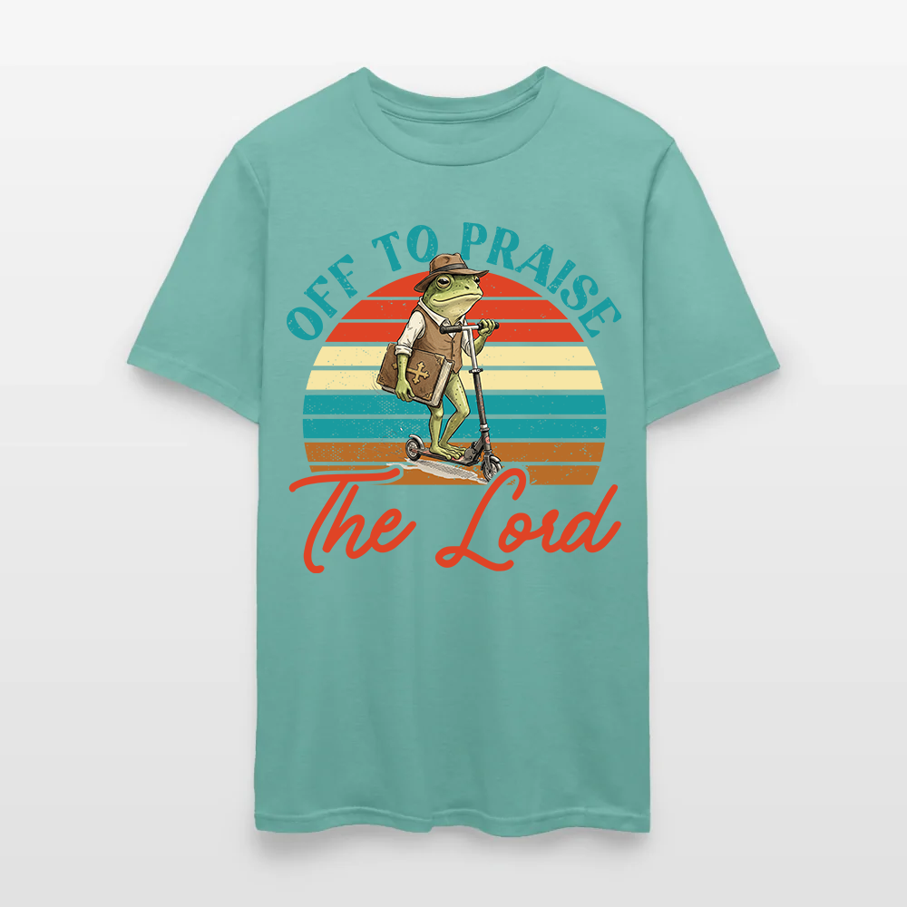 Funny Frog Off To Praise The Lord Bible Study Christian T-Shirt