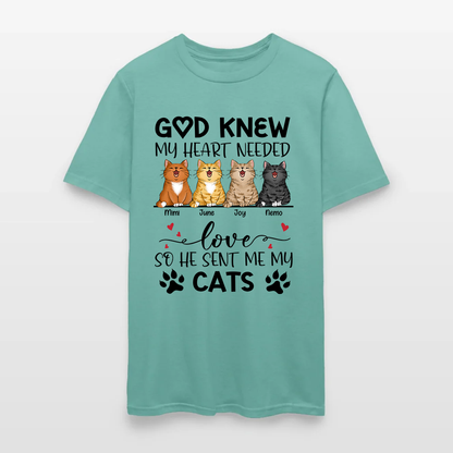Personalized Funny Cat God Knew My Heart Needed Love So He Sent Me Cats T-Shirt