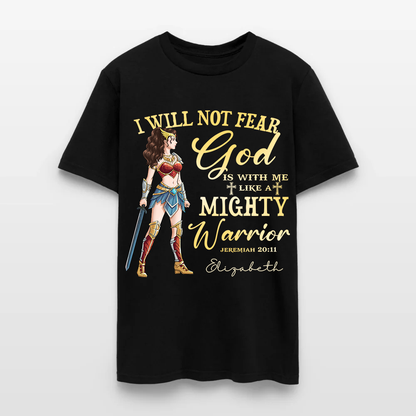 Personalized Wonder Woman Warrior of God I Will Not Fear for God Is with Me Jeremiah 20:11 T-Shirt