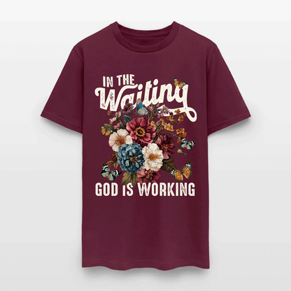 In The Waiting God Is Working Floral Faith Christian T-Shirt