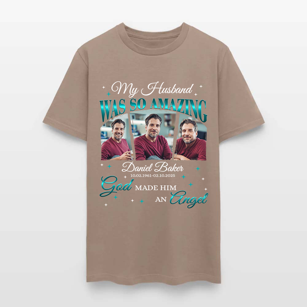 Personalized Memorial Photo My Husband Was So Amazing God Made Him an Angel T-Shirt