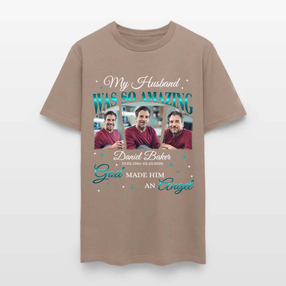 Personalized Memorial Photo My Husband Was So Amazing God Made Him an Angel T-Shirt