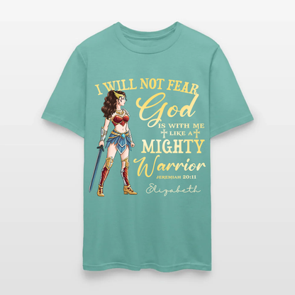 Personalized Wonder Woman Warrior of God I Will Not Fear for God Is with Me Jeremiah 20:11 T-Shirt