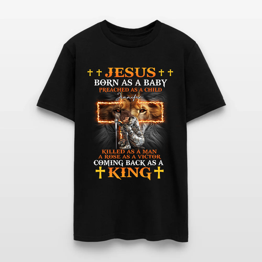 Personalized Warrior of God Jesus Born as a Baby Preached as a Child T-Shirt