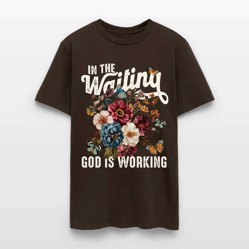 In The Waiting God Is Working Floral Faith Christian T-Shirt