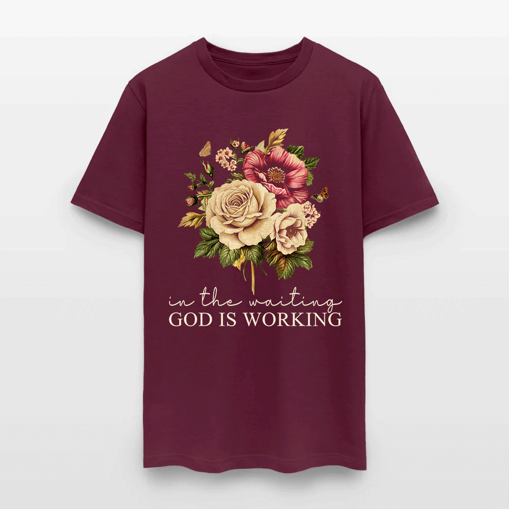 In The Waiting God Is Working Christian Floral Faith T-Shirt