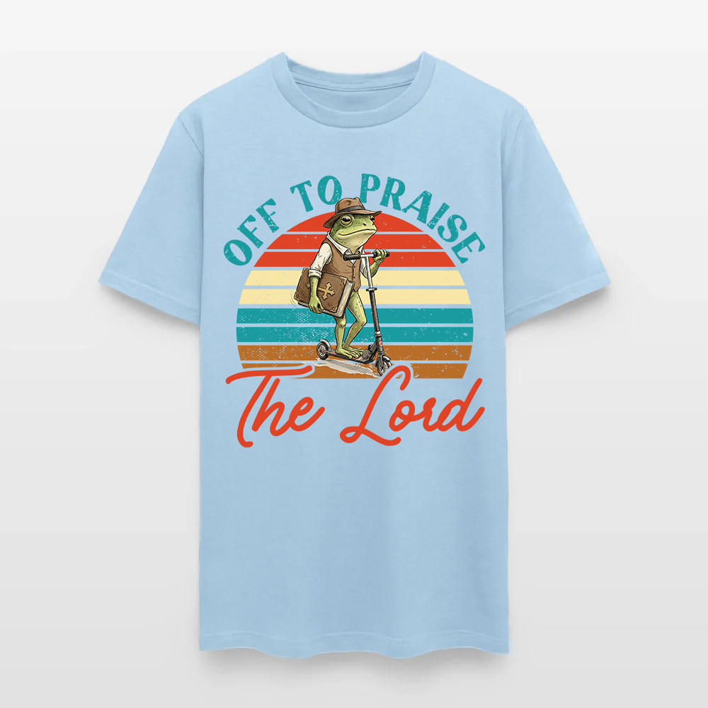Funny Frog Off To Praise The Lord Bible Study Christian T-Shirt