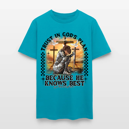 Personalized Warrior of God Trust in God’s Plan Because He Knows Best T-Shirt