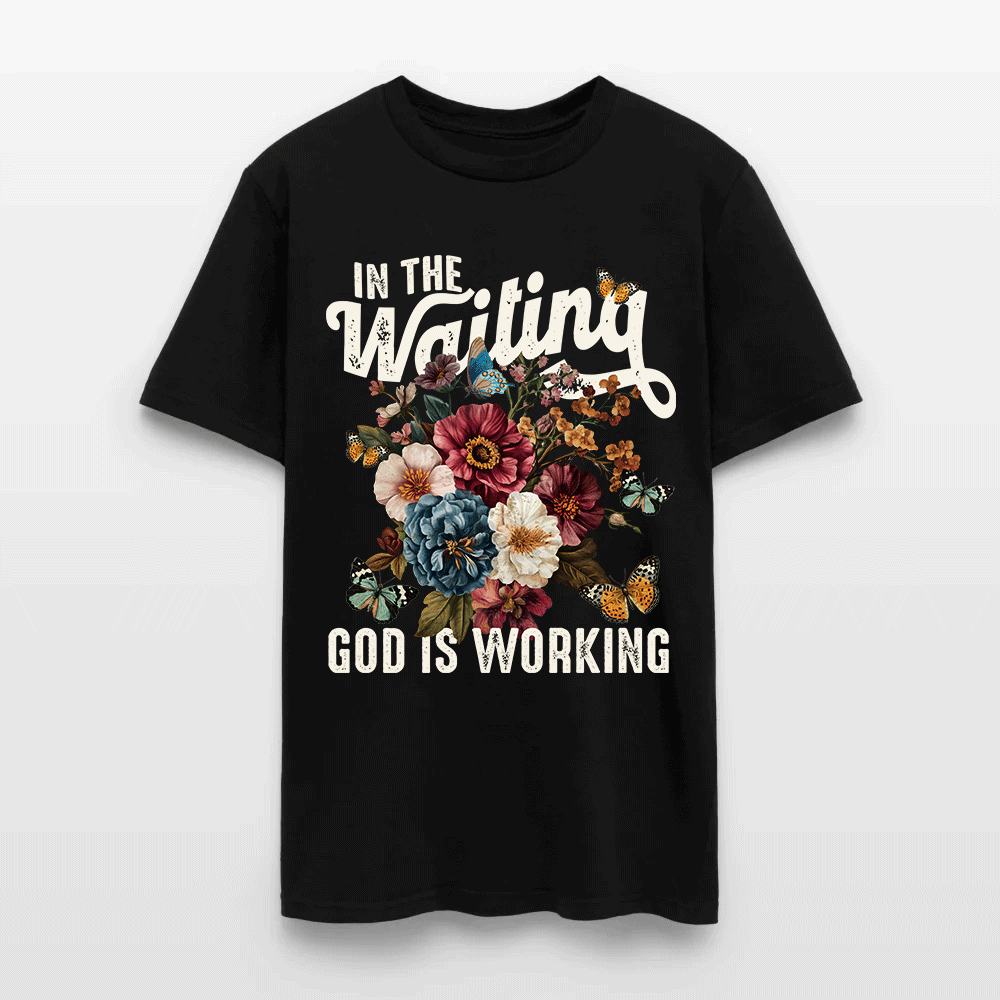 In The Waiting God Is Working Floral Faith Christian T-Shirt