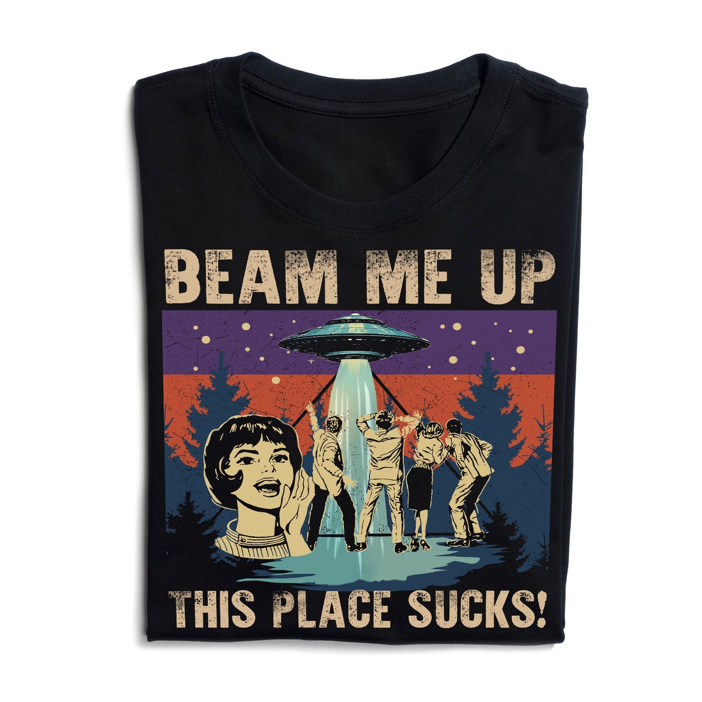 Beam Me Up This Place Sucks Sci-Fi Alien T-Shirt