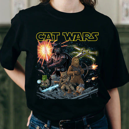 Cat Wars Vintage 90s Graphic Shirt - Funny Cat Warrior T-Shirt