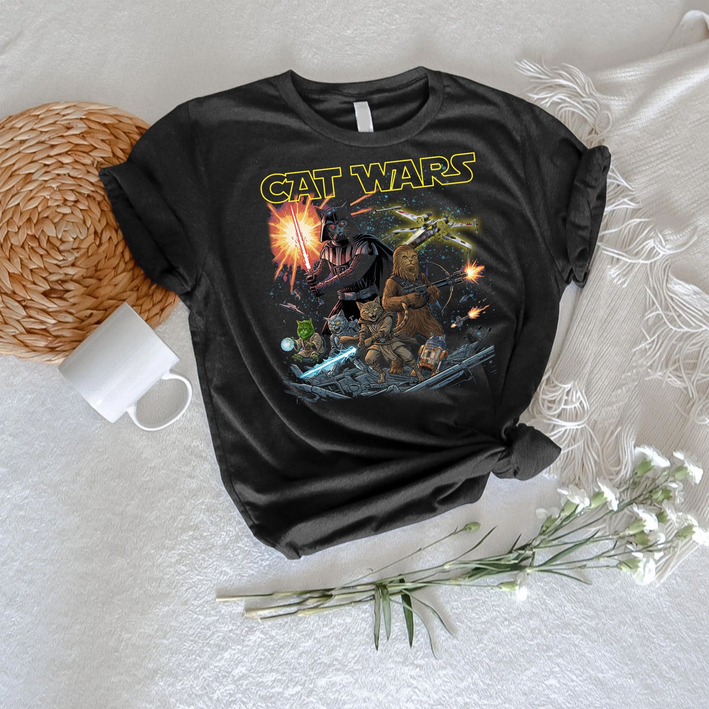 Cat Wars Vintage 90s Graphic Shirt - Funny Cat Warrior T-Shirt