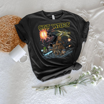 Cat Wars Vintage 90s Graphic Shirt - Funny Cat Warrior T-Shirt