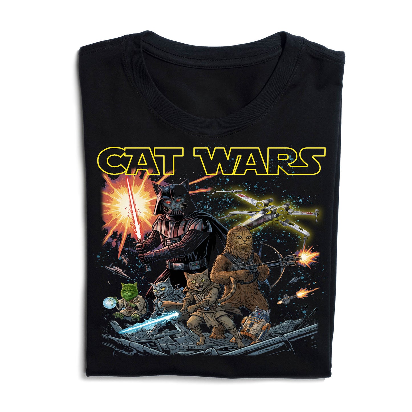 Cat Wars Vintage 90s Graphic Shirt - Funny Cat Warrior T-Shirt